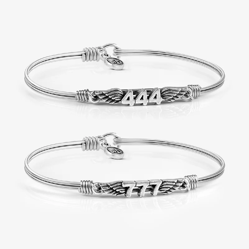 elastic silver charm bracelet-Protection & Luck Set (Set of 2)