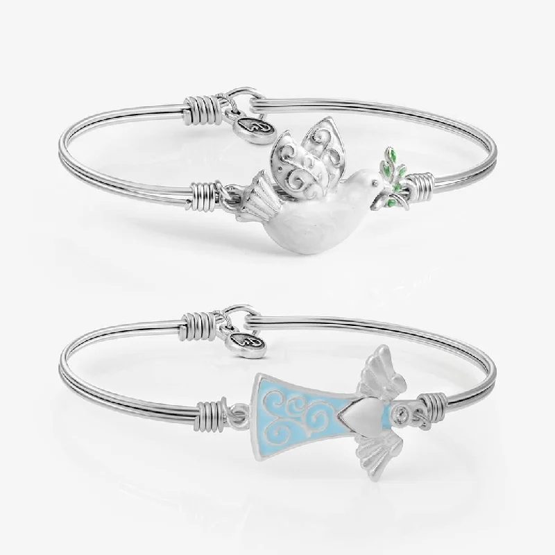 simple leather bangle-Angel of Peace (Set of 2)