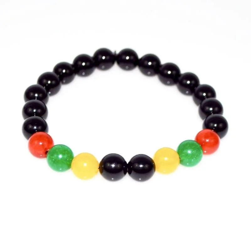 dainty beaded bracelet for men-Black Onyx Agate Multicolor Bracelets