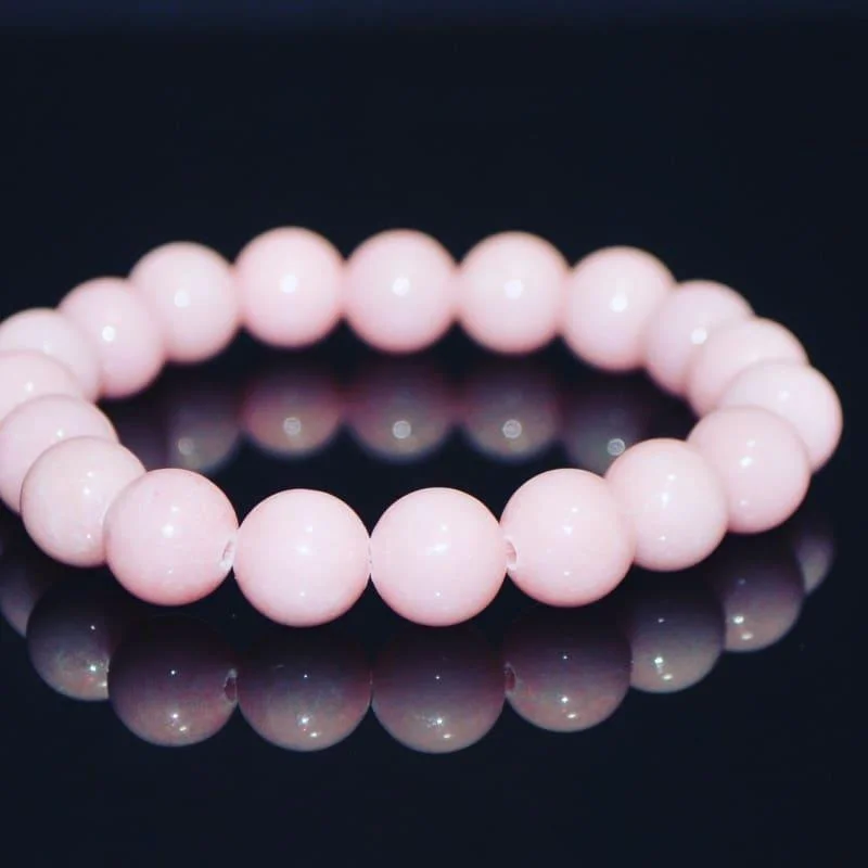 luxury beaded bracelet-Blush Color Natural Jade Unisex Bracelets