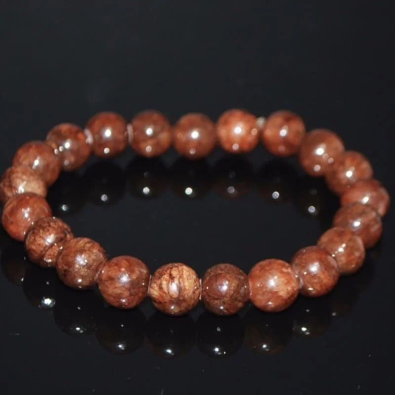 crystal beaded bracelet-Coffee Brown Jade Bracelets