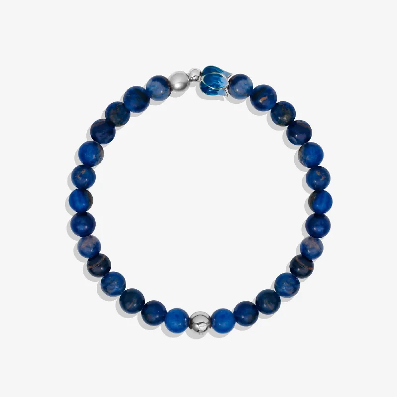 shiny gold bracelet for women-Denim Bloom Sodalite Stretch Bracelet