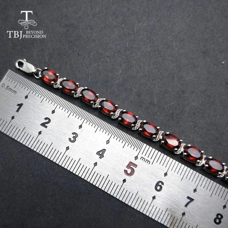 hand-carved gemstone bracelet-Elegant Natural Garnet in 925 Sterling silver, fine jewelry Bracelets