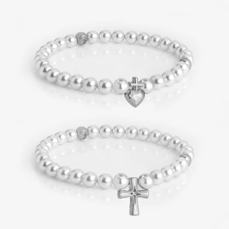 adjustable braided leather bracelet-Faith and Love (Set of 2)