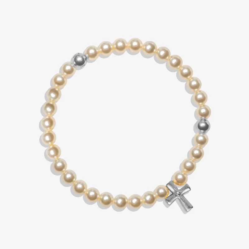 friendship wristlet bracelet-Faith Pearl Stretch Bracelet