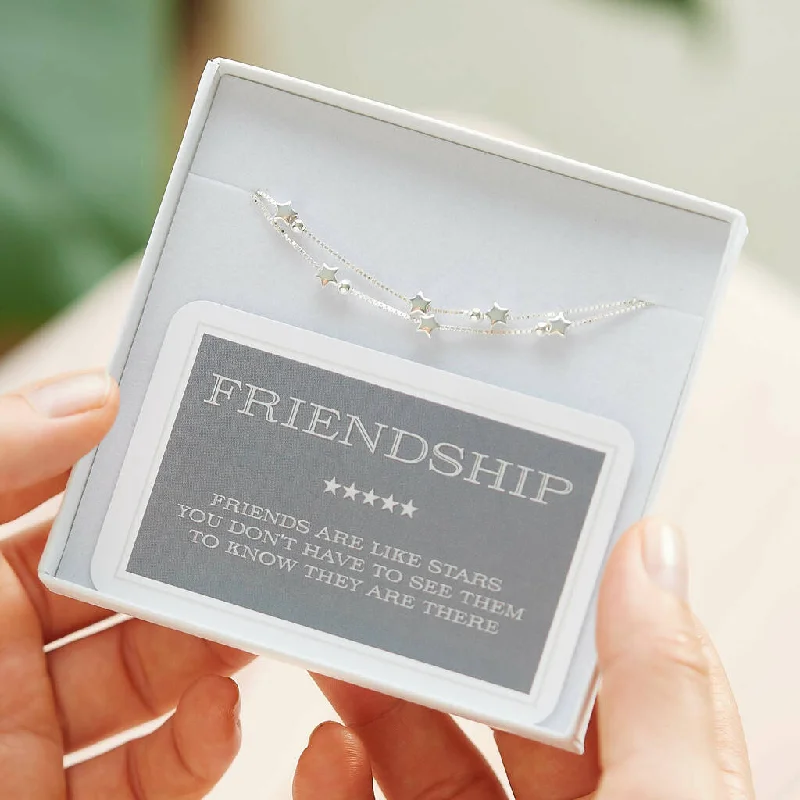 cute silver bracelet-Friendship Sterling Silver Stars Bracelet