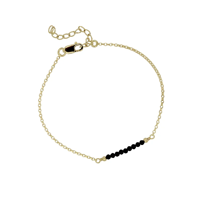 men's rope beaded bracelet-Gem Love Bracelet in Black Spinel