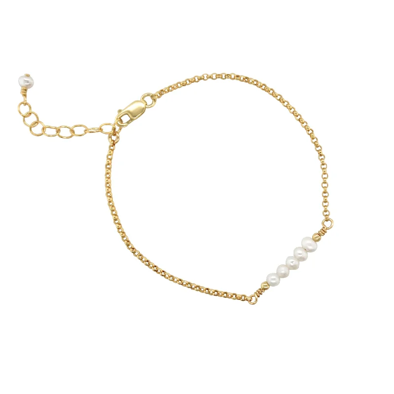 stackable gold bracelets-Gem Love Bracelet in Pearl