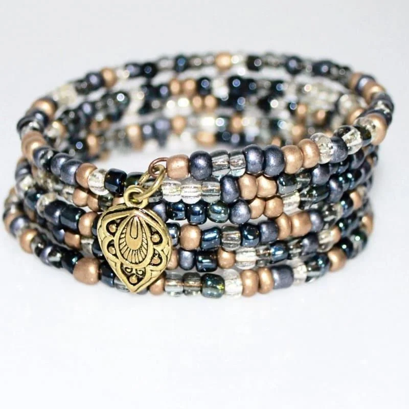 gold plated chain bracelet-Gorgeous Slate Steel Wrap Around Bracelets