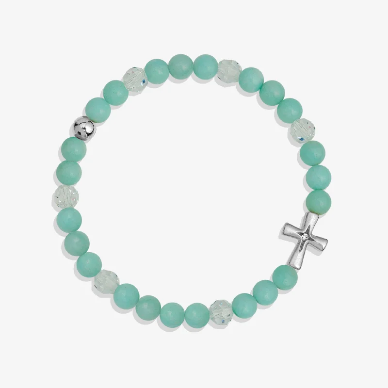 double layer chain bracelet-He Is Risen Amazonite Stretch Bracelet