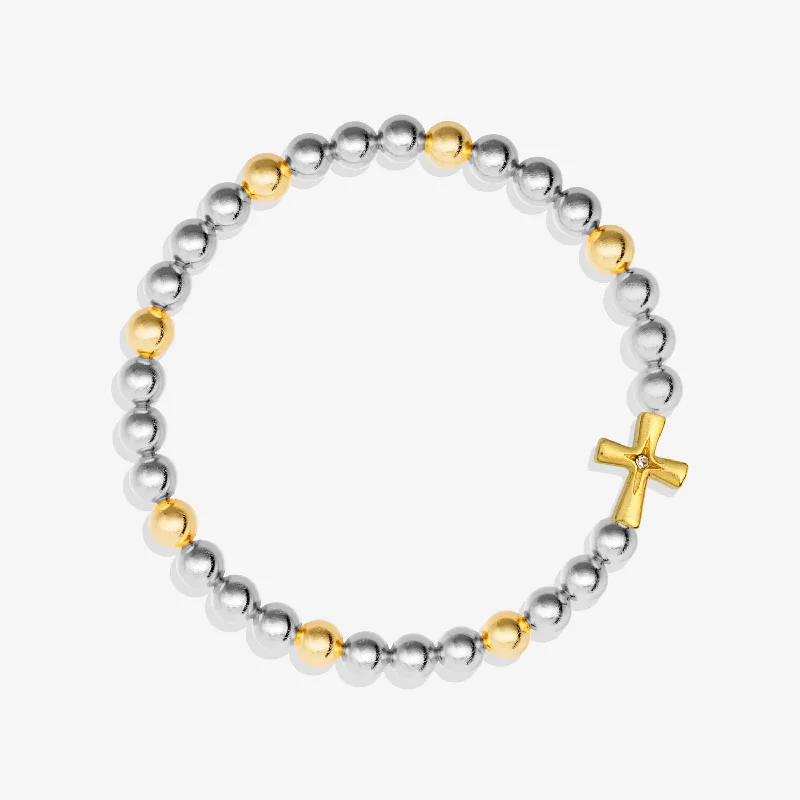 diamond chain bracelet-He Is Risen Mixed Metal Stretch Bracelet