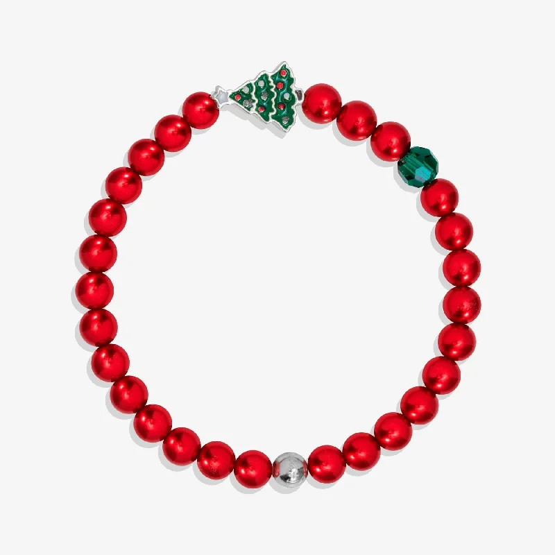 turquoise bangle bracelet-Scarlet Holiday Tree Stretch Bracelet