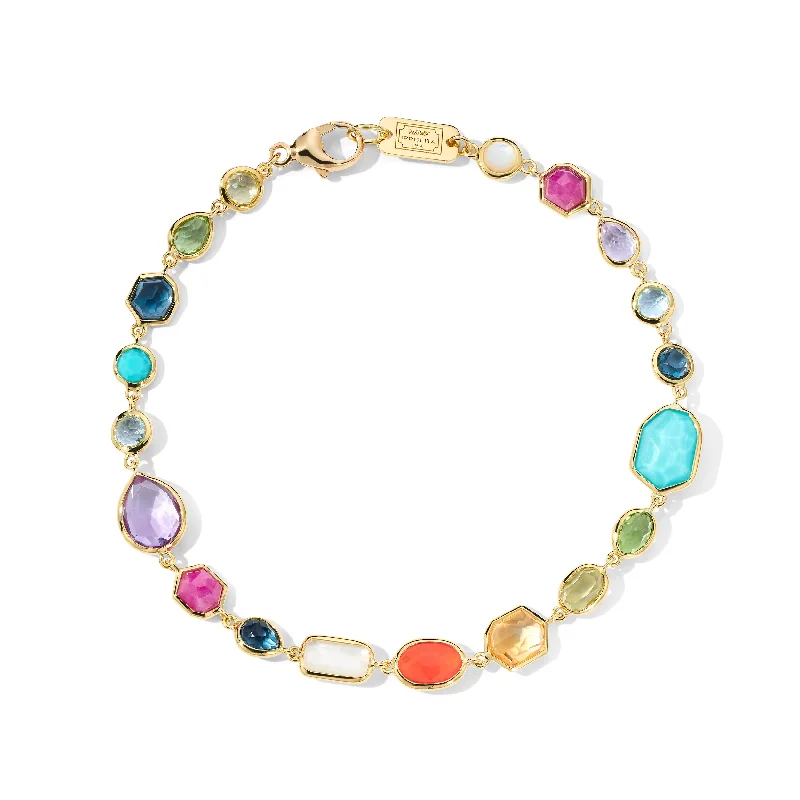 handmade leather chain bracelet-IPPOLITA Rock Candy Yellow Gold Bracelet in Summer Rainbow