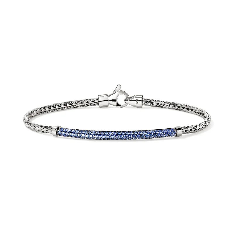 leather bracelet with studs-John Hardy Essentials Sterling Silver Bracelet with Blue Sapphire