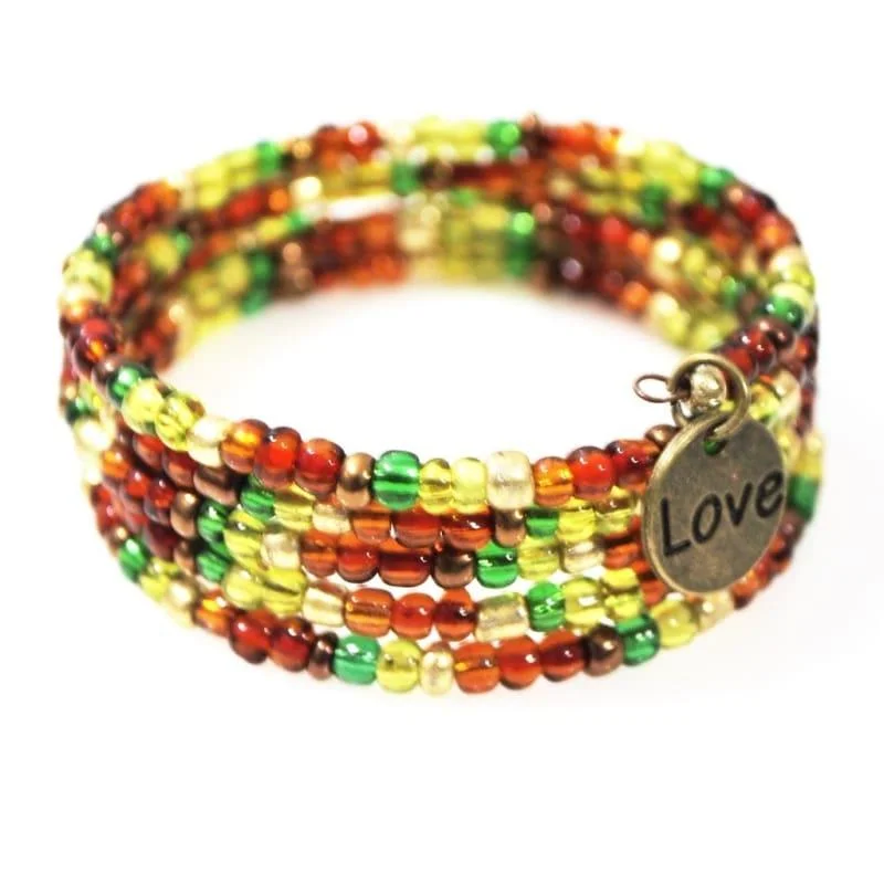 men’s silver rope bracelet-Love Charm Bright Colored Wrap Around Bracelets