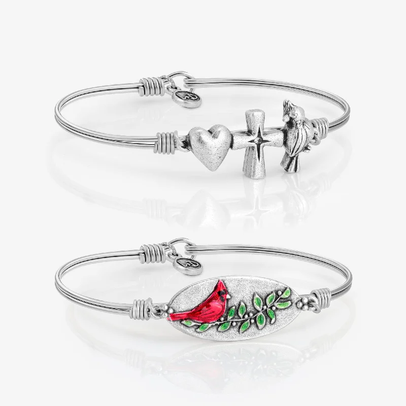 matching couple charm bracelets-Love, Faith + Rememberance Set