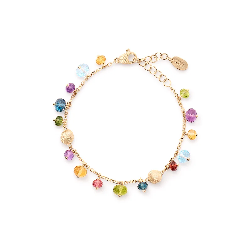 couples matching bracelets-Marco Bicego Africa Yellow Gold Roundel and Mixed Gemstone Bracelet