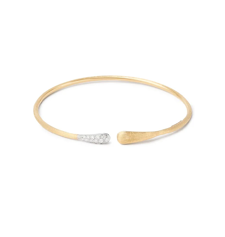 rose gold braided bracelet-Marco Bicego Lucia Mixed Metals Diamond Kissing Cuff