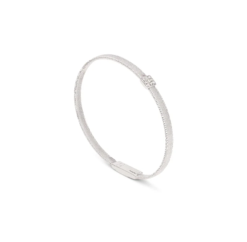 shiny gold bracelet for women-Marco Bicego Masai White Gold 1 Station Diamond Bracelet