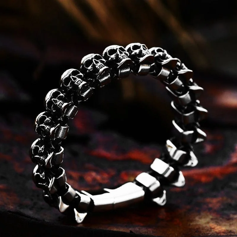 diamond chain bracelet-Men's Punk Skulls Chain Bracelet