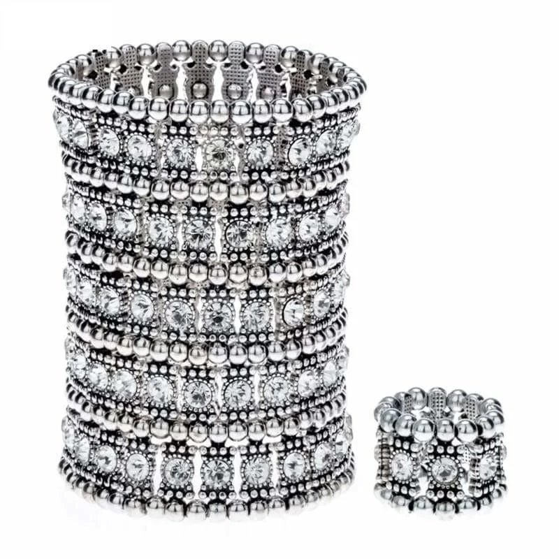 diamond bracelet for women-Multilayer Stretch Cuff Bracelets