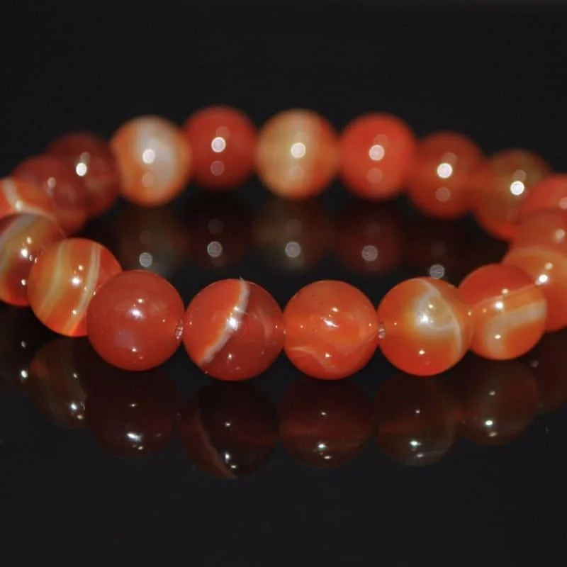 custom birthstone bracelet-Natural Red Stripe Agate Onyx Unisex Bracelets