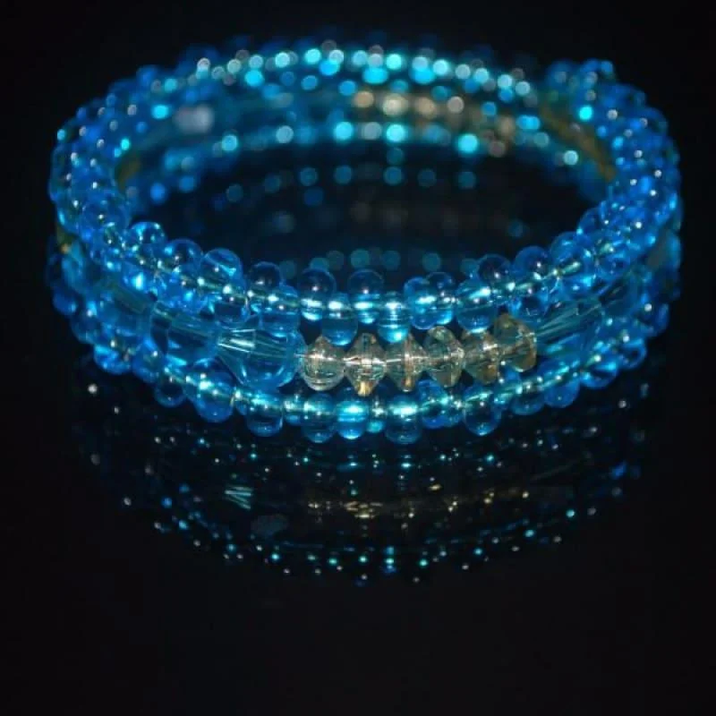 chic gold bracelet-Ocean Blue Crystal and Czech Beads Bracelets