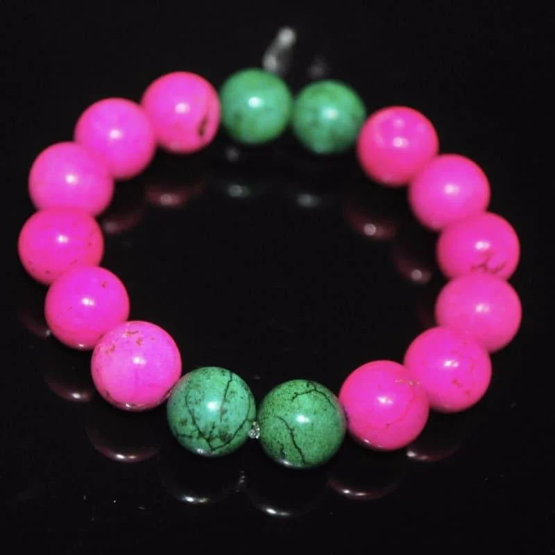 fashion charm bracelet-Pink and Green Turquiose Bracelets