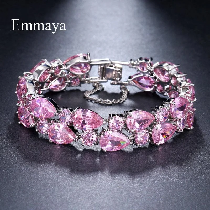 men's stainless steel bracelet-Pink Cubic Zircon Bracelets