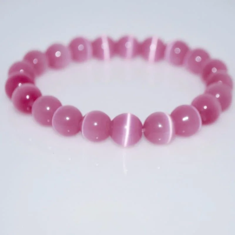 simple charm bracelet for men-Pink Mexican Opal Gemstone Bracelets