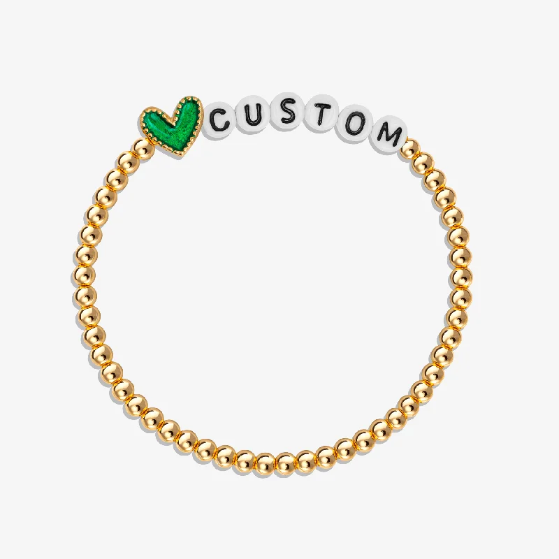 chunky rope bracelet-Green Heart Custom Letter Bead