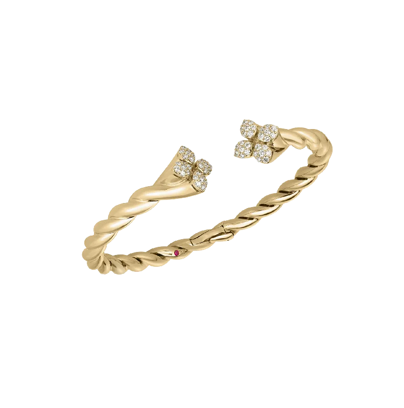 bohemian pearl bracelet-Roberto Coin Love in Verona Yellow Gold Twist Diamond Cuff