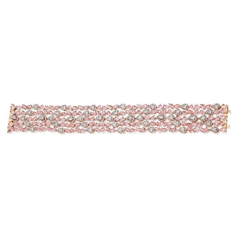 friendship wristlet bracelet-Sabel Collection Rose Gold 5 Row Diamond Bracelet