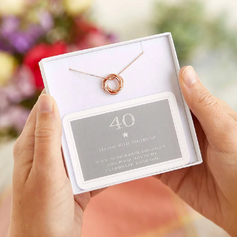 diamond bracelet for women-Rose Gold Plated 40th Birthday Rings Necklace