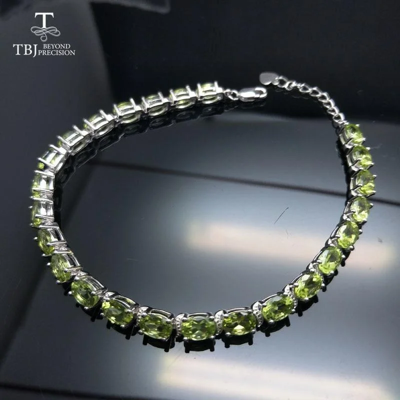 floral bracelet with pearls-Simple and Classic 12ct Peridot Gemstone Bracelet