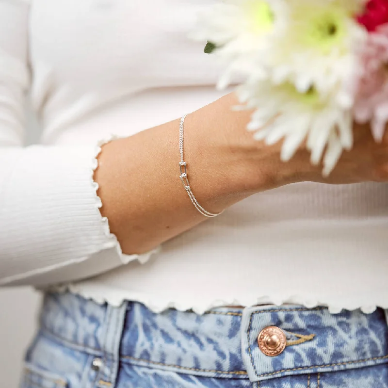 cuff bracelet with gemstone-Sterling Silver Links Bracelet