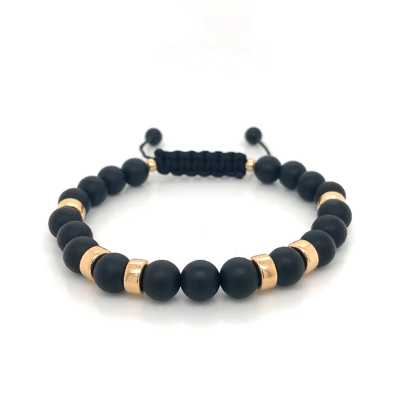 gemstone stretch bracelet-The King’s Bracelet • Matte Black Onyx