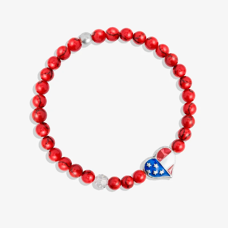 elegant stretchable bracelet-USA Love Red Stretch Bracelet