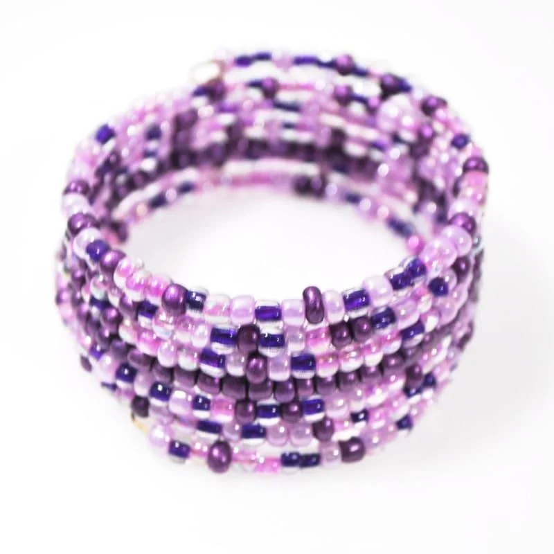 women’s minimalist bracelet-Violet Purple Memory Wire Wrap Around Bracelets