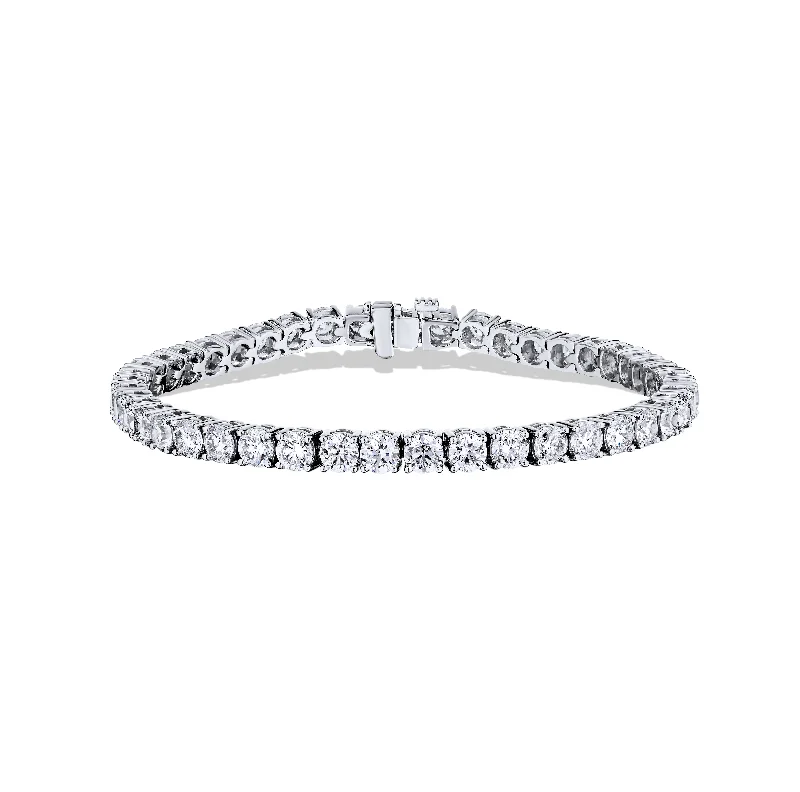 dainty silver charm bracelet-Sabel Collection White Gold Round Diamond Tennis Bracelet