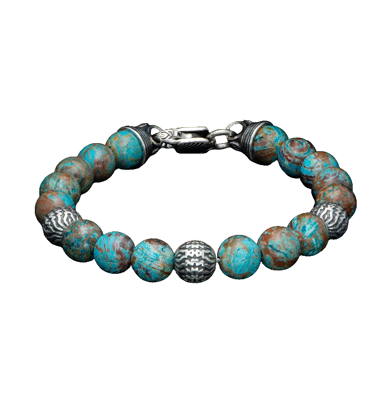 men's stainless steel bracelet-William Henry Seaside Blue Lace Agate Beaded Bracelet