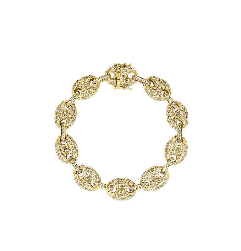 friendship bracelet with charm-Sabel Collection Yellow Gold Diamond Cluster Oval Link Bracelet