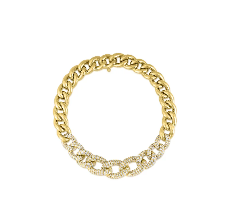 stretchable leather bracelet-Sabel Collection Yellow Gold Diamond Graduated Link Bracelet