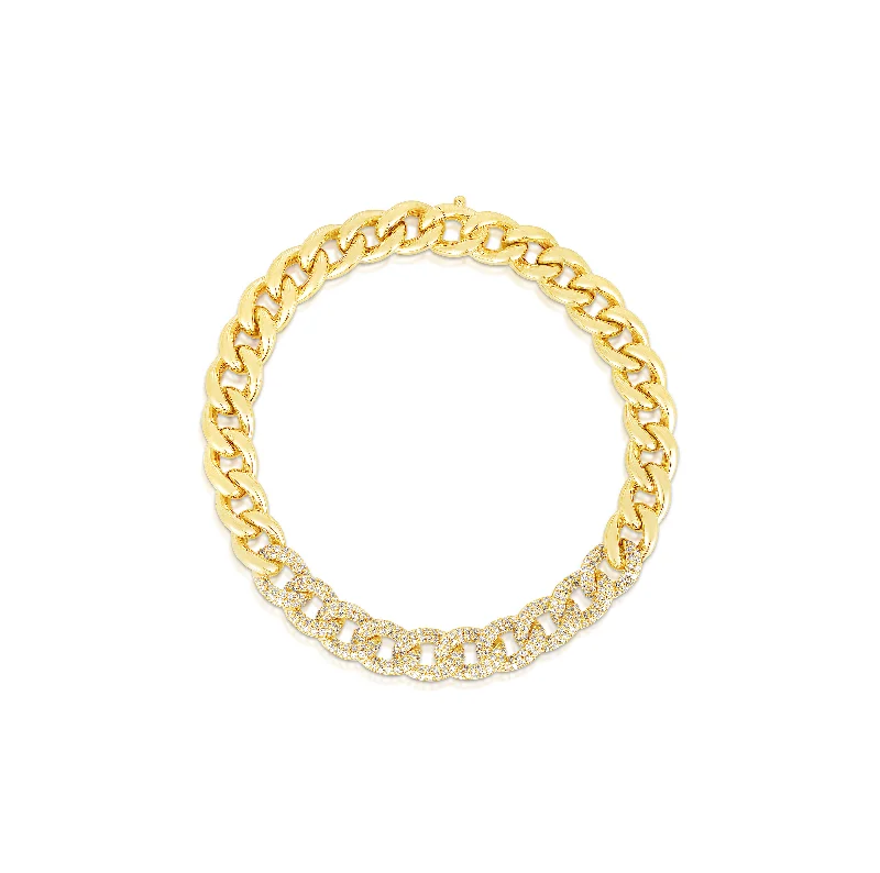 silver cuff bracelet with diamonds-Sabel Collection Yellow Gold Diamond Link Bracelet