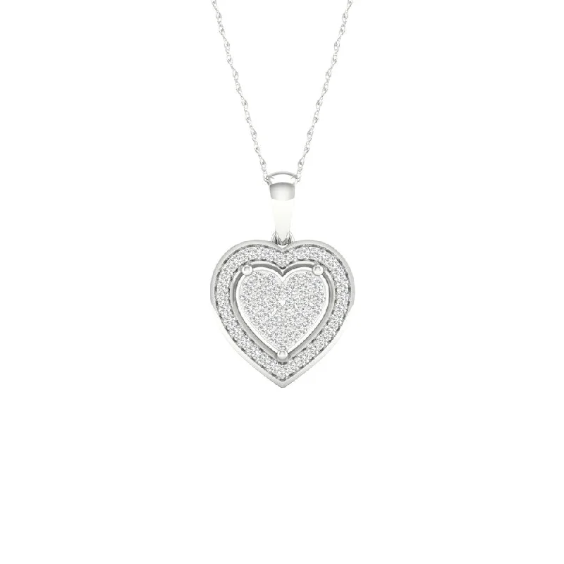 personalized necklace for birthday-1/6ct TDW Diamond Halo Necklace in Sterling Silver