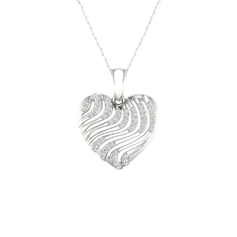 infinity loop necklace-1/6ct TDW Diamond Heart Necklace in Sterling Silver by De Couer