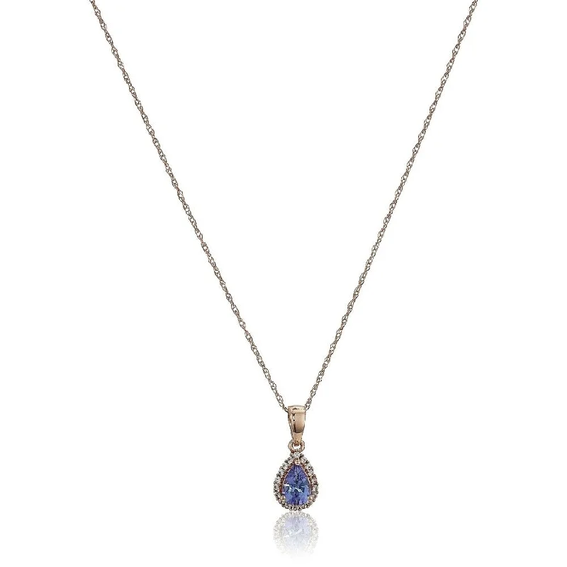 chain link necklace-10k Rose Gold Tanzanite & Created White SapphirePendant Necklace, 18"