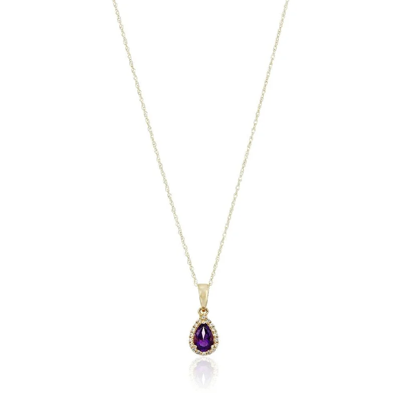 gold initial pendant necklace-10k Yellow Gold Amethyst & Created White Sapphire Pendant