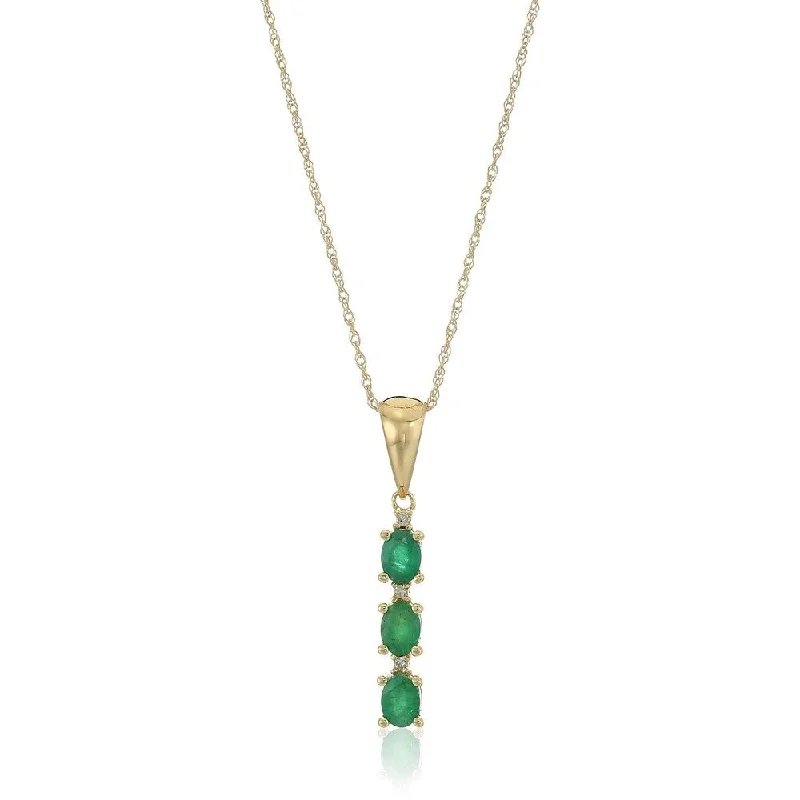 personalized heart necklace-10k Yellow Gold Genuine Emerald & Diamond Pendant Necklace, 18"