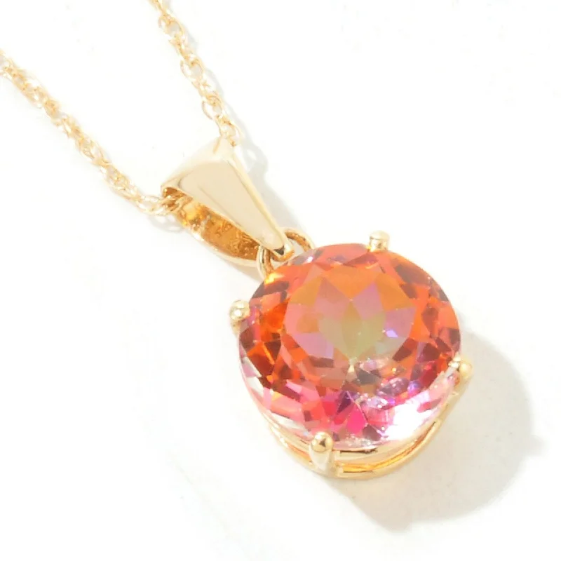 men’s diamond necklace-14K Gold Sunset Topaz and White Zircon Pendant